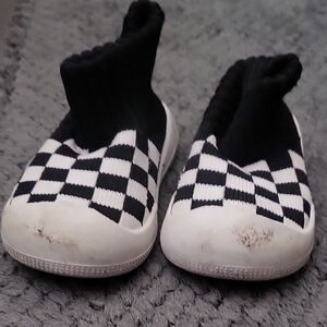 Kids Black and White Checkered Shoes
